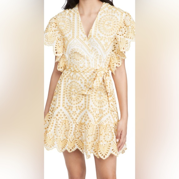 MINKPINK Whilma Eyelet Wrap Mini Dress - S - Picture 2 of 10